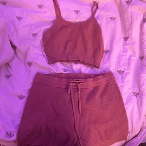 Matching set shorts and tank top, orange, tillys
